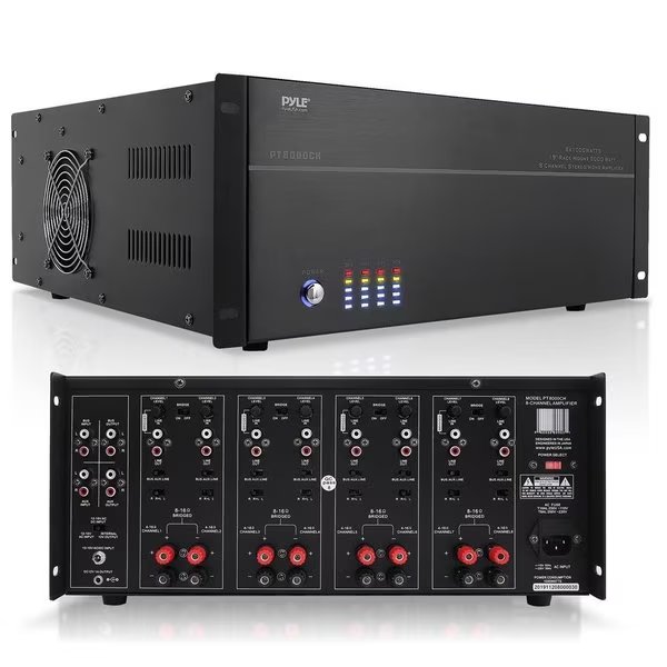 Pyle 8 Channel High Power Amplifier, Pyle, Mfr#: PT8000CH